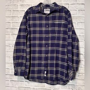Mountain‎ Khakis Navy Plaid Button Down Shirt size M 100% cotton